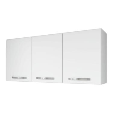 Imagem de Armário Aéreo Cozinha 120cm 3 Portas Com Divisória Home - Branco