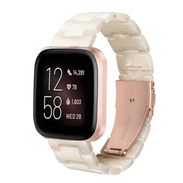 Imagem de Ayeger Pulseira de substituição para Fitbit Versa/Versa 2 Smart Watch/Special/Lite Edition, pulseiras de resina modernas, mulheres, homens, pulseira de substituição de metal aço inoxidável fivela ouro