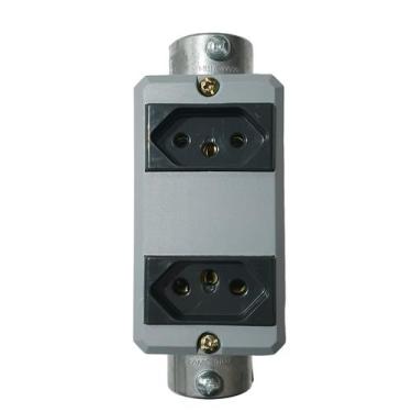 Imagem de Condulete C alumínio 3/4 Tramontina tomada dupla, Preto 20A