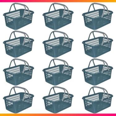 Imagem de Kit 12 Cesta Cestinha Plástica Supermercado Mercado Reforçado 9L  - Us
