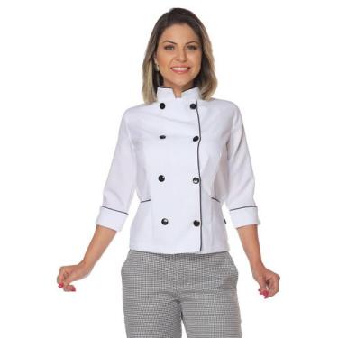Imagem de Dolmã chef de cozinha feminina manga 3/4 Algodão - Demorgan Uniformes,