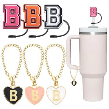 Imagem de ANLABESY Compatível com acessórios Stanley Cup, 3 peças, pingentes de letras com 3 peças, tampa de canudo Stanley de 10 mm para copo Stanley de 30 e 1,134 g, coberturas de palha Stanley de silicone