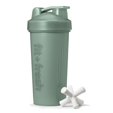 Imagem de Fit & Fresh Garrafa coqueteleira, liquidificador esportivo à prova de vazamento para mistura de proteína para mulheres, copo coqueteleiro durável de 680 g com agitador exclusivo para mistura suave,