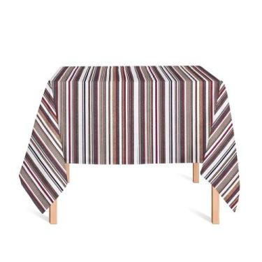Imagem de Toalha de Mesa Quadrada em Tecido Jacquard Estampado Listrado Marsala