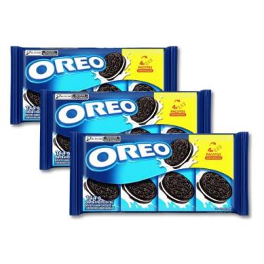 Imagem de Biscoito Oreo Recheado Baunilha Kit 3 packs de 144g  4x36g