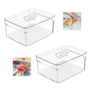 Imagem de Kit com 2 Organizadores de Geladeira 2,2L Organizador Clear Fresh Com 