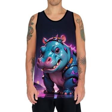 Imagem de Camiseta Regata Tshirt Animais Cyberpunk Hipopotamo Africa - Enjoy Sho