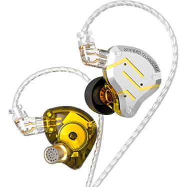 Imagem de KZ ZS10 Pro fone de ouvido intra-auricular, 4BA+1DD Fone de ouvido de metal HiFi Bass IEM com cabo C destacável de 2 pinos (dourado, sem microfone)