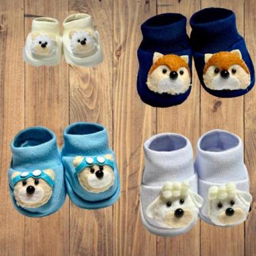 Imagem de Kit Meia Infantil - Sapatinho tipo Pantufa Sortidos - Pandora Baby  En