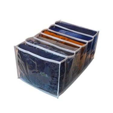 Imagem de 1 Organizador para Calça Jeans 25x20x40 6 divisórias Calças Moletom Closets Gaveta Guarda-Roupa Prateleira