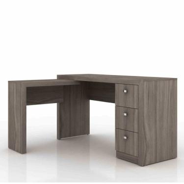 Imagem de Mesa em L para Escritório com 3 Gavetas Me4101 Tecno Mobili Carvalho