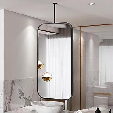 Imagem de sdneNest Espelho retangular de metal para banheiro - montado no teto, espelho decorativo grande flutuante. 40 cm x 60 cm