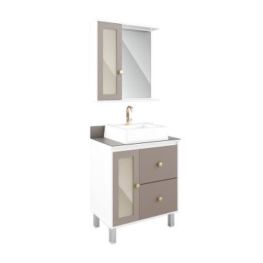 Imagem de Conjunto de Banheiro São João Adhara, Branco e Taupe, 65 cm