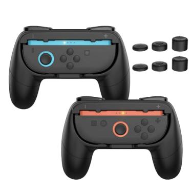 Imagem de 2 Pack Comfort Grip with 6 Thumb Caps for Nintendo Switch 2 (2025) Joycon Accessories, Switch2 Joystick Button for Joy Con, Joycon2 Left Right Controller Hand Holder, Ergonomic Handle Kit (Black)