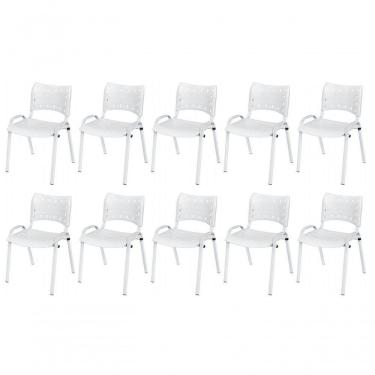 Imagem de Cadeira Iso Base Branco Igreja, Escola, Escritório - Branco Kit 10 Peças