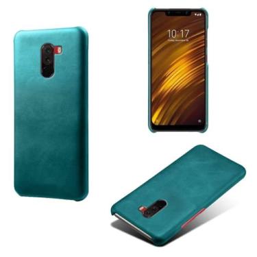 Imagem de Capa para Xiaomi Pocophone F1,Proteção contra quedas,Casca de volta de cor sólida simples,Design de couro de imitação de plástico-Green