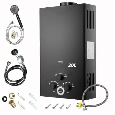 Imagem de Aquecedor de água quente de 20L, aquecedor de água a gás propano GLP, caldeira instantânea sob demanda com display digital para acampamento, trailer, cabine, celeiro, proteção contra sobrepressão