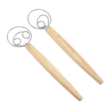 Imagem de GLOGLOW Misturador de Pão Com Raspador, Aço Inoxidável e Alça de Madeira, Perfeita para Cozimento Em Casa e Fabricação de Massa Profissional (1 olho e 2 olhos batem e um raspador)