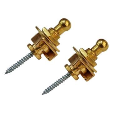 Imagem de Par De Roldana Strap Lock Dourado Guitarra Violão Baixo - Myth