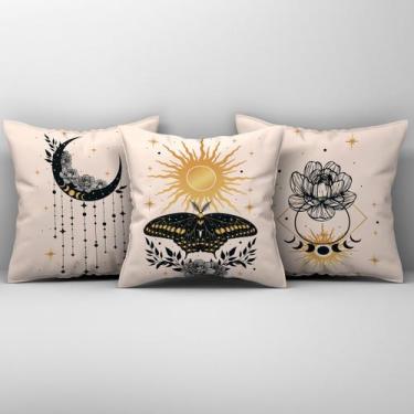 Imagem de Kit Trio Capas de Almofadas Fases da Lua Estampadas em Veludo Suede 45