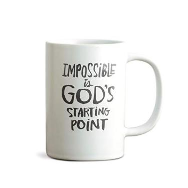 Imagem de DaySpring - Impossible is God's Starting Point - Caneca de cerâmica inspiradora, 400 ml, branca (91457)