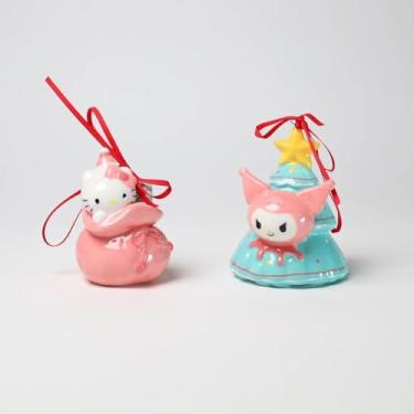 Imagem de Blue Sky Clayworks Hello Kitty and Kuromi Conjunto de enfeites de Natal pastel divertidos, decorações de férias, cerâmica, 24059