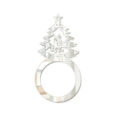 Imagem de Porta Guardanapo árvore De Natal Espelhada Kit Com 4 Peças 4,5cmx8,5cm - Cria Arte Laser Prata