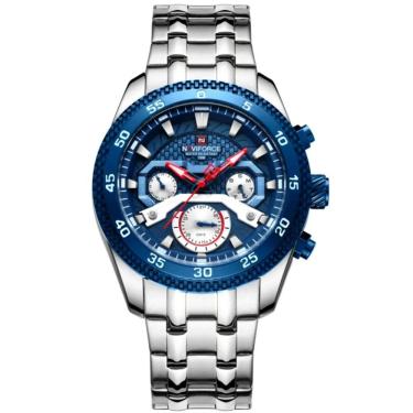 Imagem de Relógio De Pulso Masculino Quartzo Impermeável Em Aço Inoxidavel Luminoso Azul