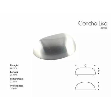 Imagem de Puxador Concha Lisa 64Mm Cromado - Gruppa