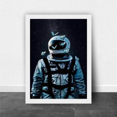 Imagem de Quadro Decorativo Astronauta Borboletas 24X18 Moldura Branca - Quadros