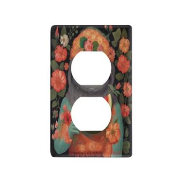 Imagem de Blueangle Placa de parede com tomada dupla de preguiças engraçadas, tamanho padrão, placas de cobertura de tomada elétrica de 1 gangue para decoração de quarto de escritório em casa, 4,53 x 2,76