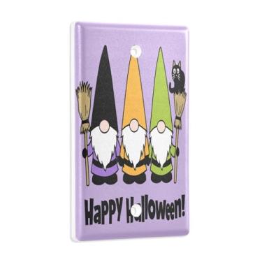 Imagem de Blueangle Placa de parede decorativa de capa em branco, tamanho padrão 1 gangue Halloween três gnomos fofos capa para interruptor para quarto de escritório em casa 4,53 x 2,76 polegadas (415)