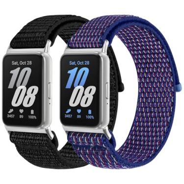 Imagem de 2 pulseiras de relógio de nylon compatíveis com Samsung Galaxy Fit 3, pulseiras de substituição de nylon esportivas macias, respiráveis e ajustáveis, para Galaxy Fit3 SM-R390, para mulheres e homens