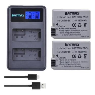 Imagem de Kit 2 Bateria Batmax Lp-e8 Com Carregador Duplo