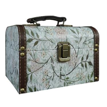 Imagem de XIAOAIKA Caixa de armazenamento decorativa vintage com alça, baú organizador de lembranças floral retrô William Morris para joias, bugigangas, embalagem de presente e decoração de casa, 18 x 12 x 12