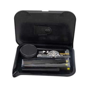 Imagem de Kit Tabacaria Estojo Completo: Seda Bros King Size + Dichavador + 6 Cones Pré-Enrolados com Pilão Enchedor - Material Ecológico (Preto)