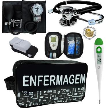 Imagem de Kit Enfermagem Esteto Com Medidor Glicose Aparelho Pressão - Love Saud
