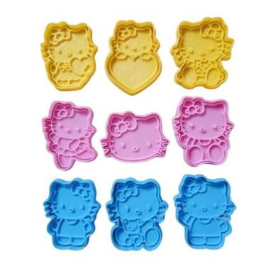 Imagem de Cortador Biscoito Molde Forma HELLO KITTY Marcador Carimbo Pasta Ameri