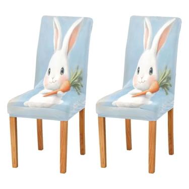 Imagem de SEHANY Lindas capas de cadeira de coelho de conto de fadas para sala de jantar, conjunto de 4, capa protetora elástica removível e lavável para cadeira de jantar para cozinha, hotel, festa, decoração