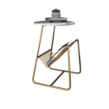 Imagem de Mesa de centro mesa de café moderna mesa de chá de mármore multiuso pequena mesa redonda cabeceira canto estante mesa de centro mesa de centro (branca)