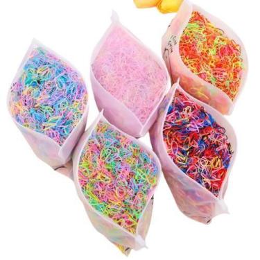 Imagem de 2000 peças elástico de cabelo feminino cores multicolorido Cor:Colorid