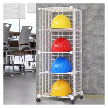 Imagem de Caixas de armazenamento empilháveis de capacete de segurança com rodas - Rack organizador de capacete rígido ajustável para canteiros de obras, oficinas e varejo - Moldura de arame de ferro durável, 4