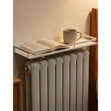 Imagem de Prateleira flutuante do radiador 119,9 cm - 199,9 cm, sem tampa superior de broca com laterais elevadas, capa decorativa do aquecedor para maximizar o espaço em casa, organizador de radiador elegante