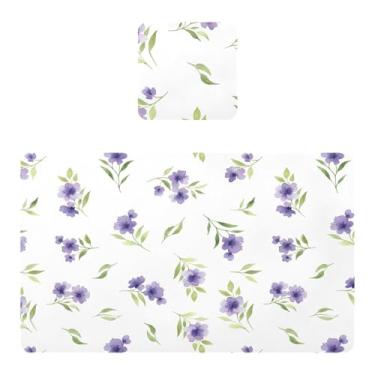 Imagem de Burbuja Jogo americano de flores conjunto de 4 para mesa de jantar, tapetes de mesa de PVC à prova d'água, antiderrapantes, resistentes ao calor, fáceis de limpar, 30 x 45 cm