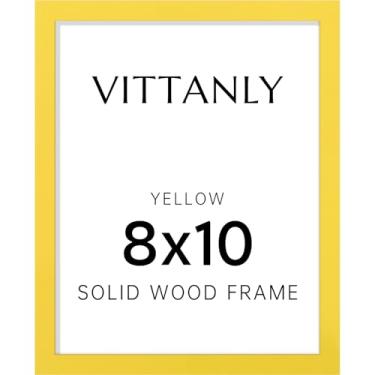 Imagem de Vittanly Porta-retrato 20 x 25 cm, moldura de madeira maciça com acrílico, inclui tapete de 12 x 18 cm, pendurar na parede ou mesa para decoração de casa, amarelo, 1 pacote