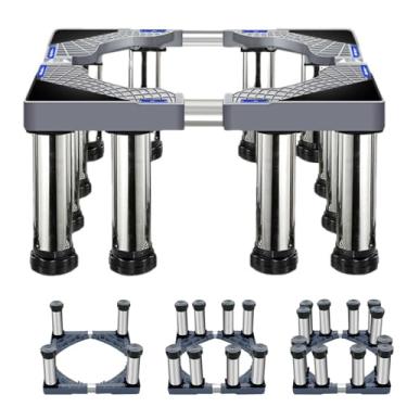 Imagem de Lavadora Pedestal 28 Larga Universal 30 Pés Forte Suporte de Geladeira Lavadora e Secadora Carrinho de Rolo Móvel com Rodas para Eletrodomésticos Aumentar 9.9-24.9 cm Altura, Cinza 12 Pé-10 cm
