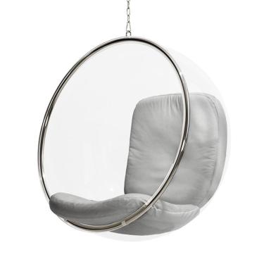 Imagem de Poltrona Bubble Chair Acrilico Com Estofado Sued - Cinza