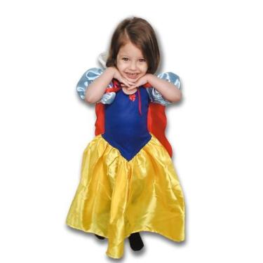 Imagem de Fantasia Vestido Branca Neve Disney Princesa Capa Infantil, G