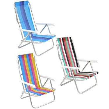 Imagem de Kit 3 Cadeira De Praia Reclinável 8 Posições Alumínio Camping Piscina Sortidas - 25100 Belfix - Sortida