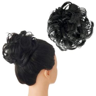 Imagem de Aplique Cabelo Coque Grego Fibra Preto Fashion Glamurosa (Preto)